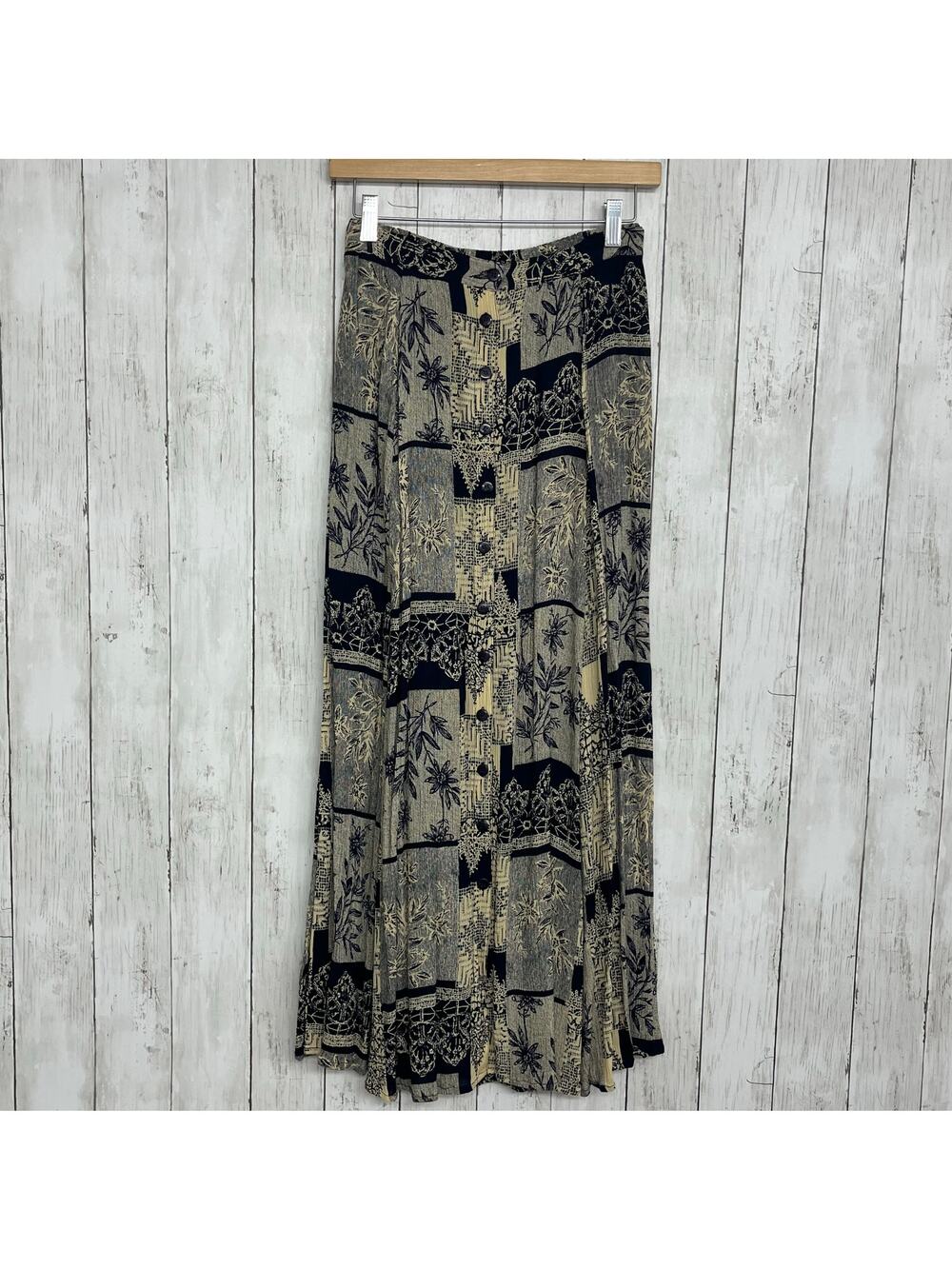 Zachi Button Down Flowy Floral Lightweight Tropical Maxi Skirt Small